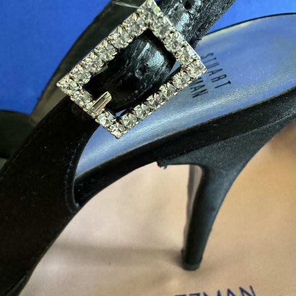Stuart Weitzman Black Satin Slingback Evening Shoes - Picture 6 of 8